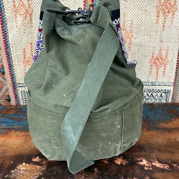 TRICIA FIX knapsack. Upcycled army bag that carries memories. Add your own:)